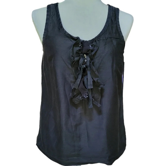 J. Crew Tops - J CREW EMBELLISHED RUFFLE FRONT FITTED TANK